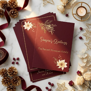 Elegant Winter Botanicals Season' Greetings Gold Foil Holiday Card