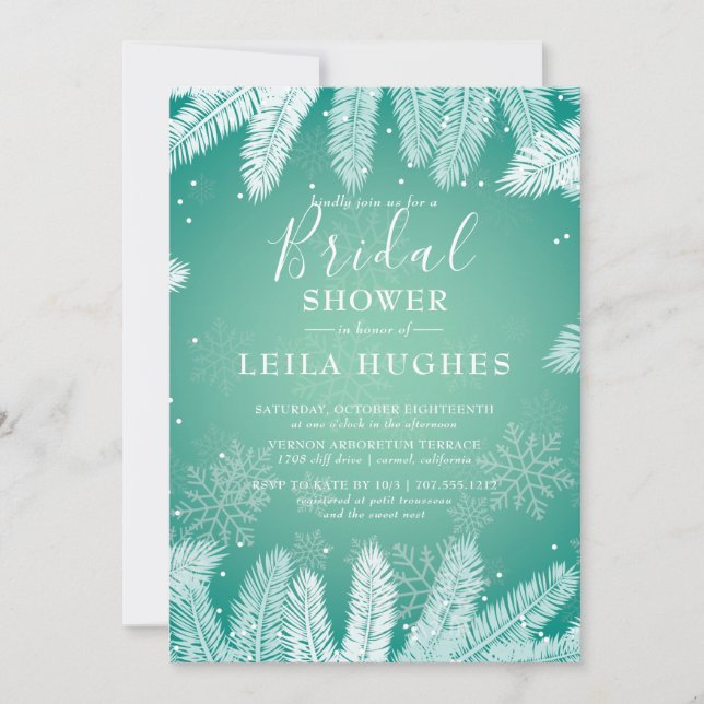 Elegant Winter Bridal Shower Invitation (Front)