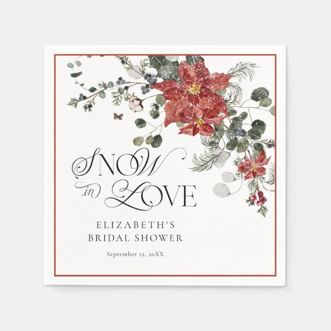 Elegant Winter Bridal Shower Napkins (Front)