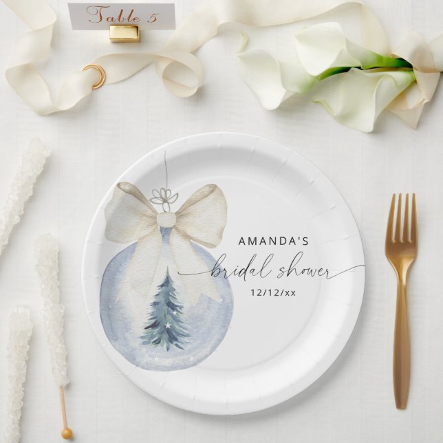 Elegant winter bridal shower  paper plates (Wedding)