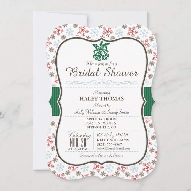 Elegant Winter Bridal Shower; Snowflakes Invitation (Front)