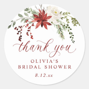 Elegant Winter Bridal Shower Thank You Classic Round Sticker