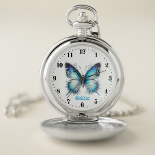 Elegant Winter butterfly customizable Pocket Watch