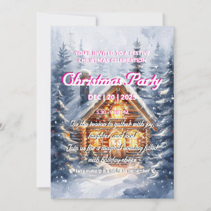 Elegant Winter Cabin Christmas Party Invitation