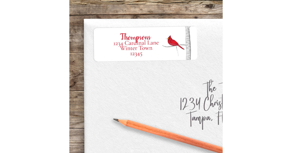 Elegant Winter Cardinal Holiday Christmas Mailing Label Zazzle