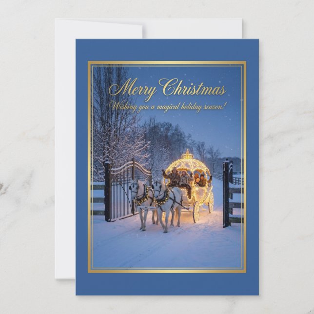 Elegant Winter Carriage Christmas Holiday Card (Front)