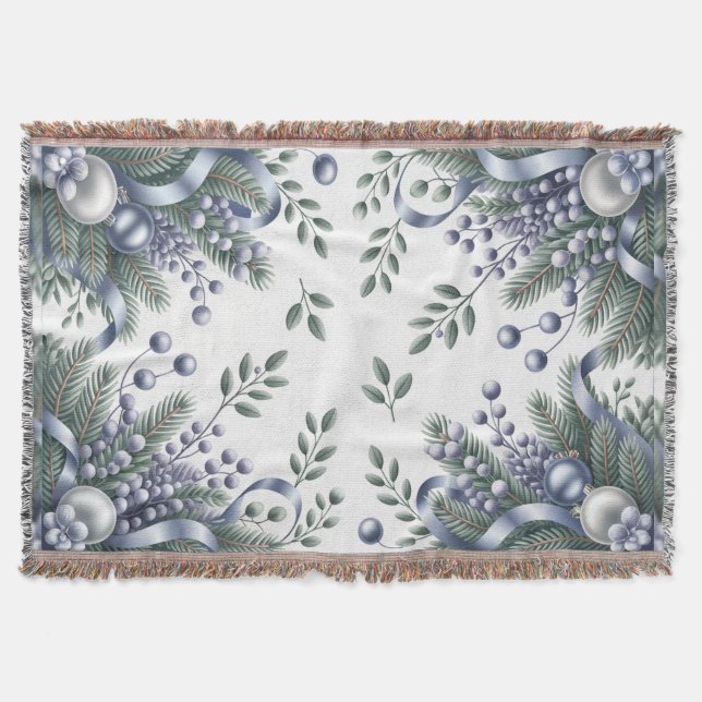 Elegant Winter Cheer Throw Blanket (Front)