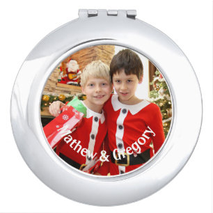 Elegant Winter Children Santa Photo Monogram Compact Mirror