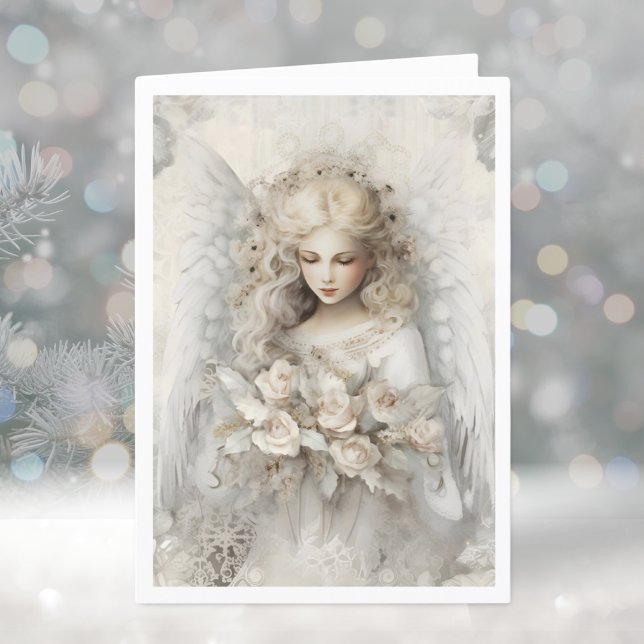 Elegant Winter Christmas Angel Holiday Card (Creator Uploaded)