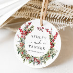 Elegant Winter Christmas Floral Wedding Favor Tags<br><div class="desc">Elegant Winter Christmas Floral Wedding Favor Tags features elegant red and green watercolor greenery of holly and berries.</div>