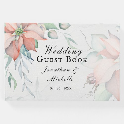 Elegant Winter Christmas Holiday Watercolor Floral Guest Book