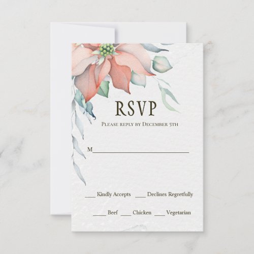 Elegant Winter Christmas Holiday Watercolor Floral RSVP Card