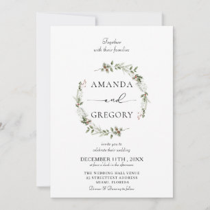 Elegant Winter Christmas holiday Wedding Invitation