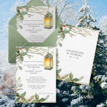 Elegant Winter Christmas Lantern Red Holly Wedding Invitation