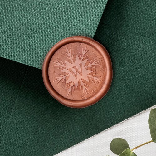 Elegant Winter Christmas Monogram Snowflake Wax Seal Sticker