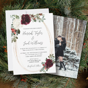 Elegant Winter Christmas Photo Wedding Invitation