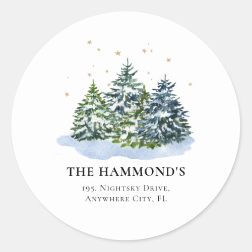 Elegant Winter Christmas Tree Return Address Label