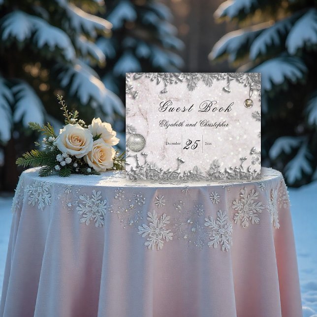 Elegant Winter Christmas Wedding Guest Book (Creator Uploaded)