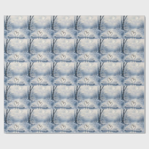 Elegant Winter Christmas with Swan Lake Scene Wrapping Paper