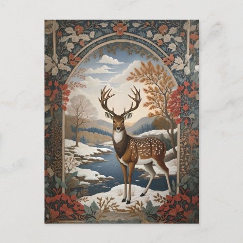 Elegant Winter Deer Winter Scene Postcard