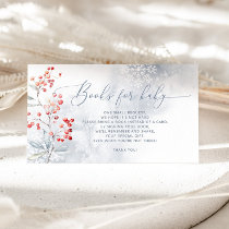 Elegant winter dusty blue Books for baby ticket Enclosure Card