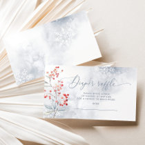 Elegant winter dusty blue diaper raffle ticket enclosure card