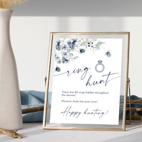 Elegant Winter Dusty Blue Foliage Bridal Shower Poster