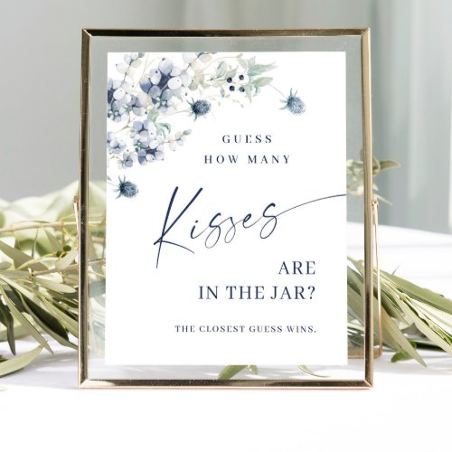 Elegant Winter Dusty Blue Foliage Bridal Shower Poster