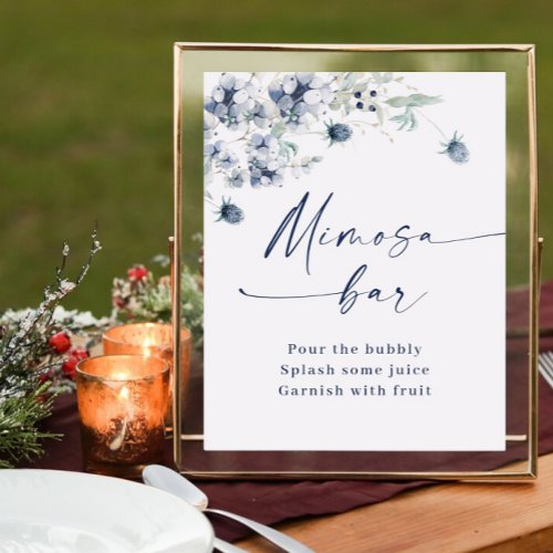 Elegant Winter Dusty Blue Foliage Mimosa Bar Poster