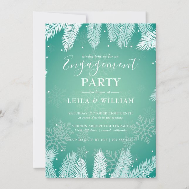 Elegant Winter Engagement Party Invitation (Front)