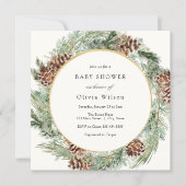 Elegant Winter Evergreen Baby Shower Invitation (Front)
