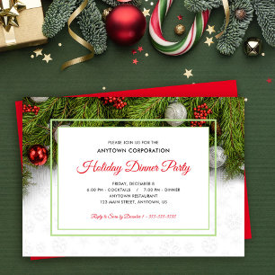Elegant Winter Evergreen Business Christmas Party Holiday Card