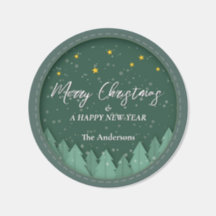 Elegant Winter Evergreen Forest Papercut Christmas
