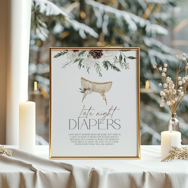 Elegant winter evergreen late night diapers poster (Creator Uploaded)
