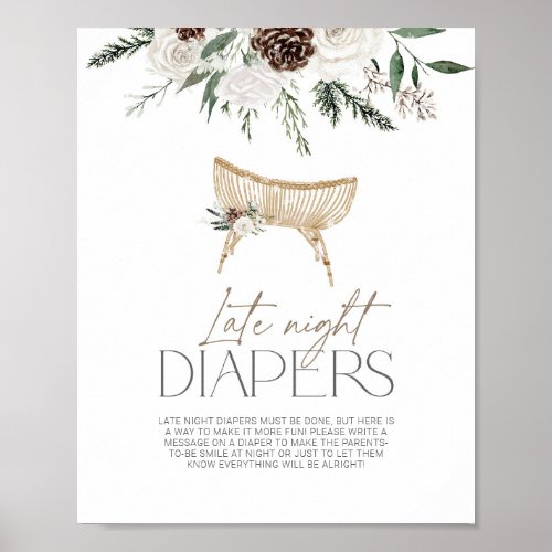 Elegant winter evergreen late night diapers poster