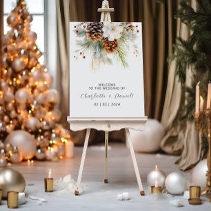 Elegant Winter Evergreen & Rowan Berries Wedding Foam Board