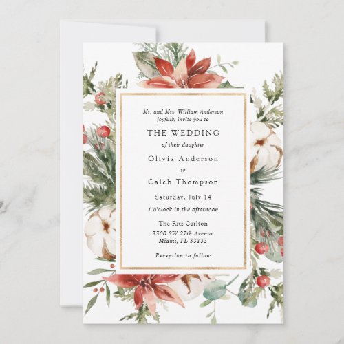 Elegant Winter Evergreen Wedding Invitation