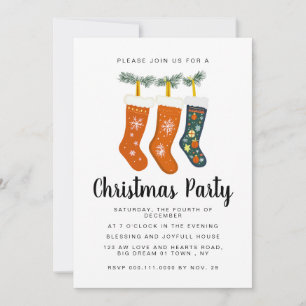 Elegant Winter Festive Clothesline Christmas Party Invitation
