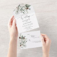 Elegant winter festive evergreen wedding