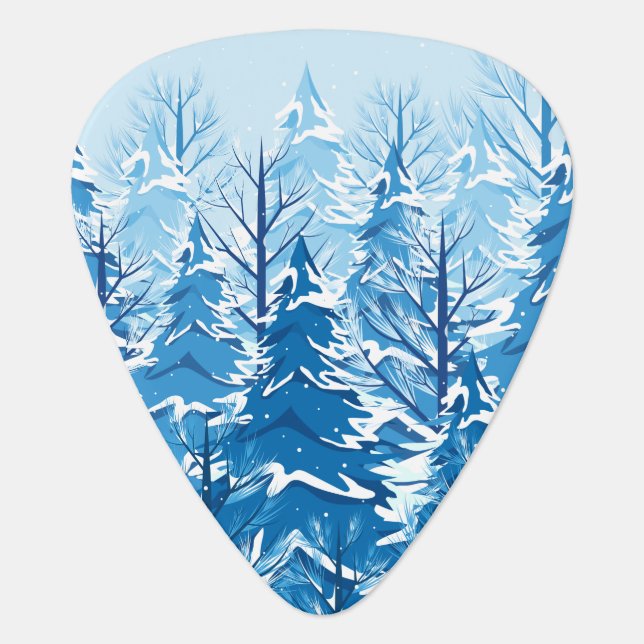 Elegant Winter Fir Trees Christmas | Guitar Pick (Front)