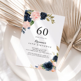 Elegant Winter Floral 60th Birthday Party Invitation