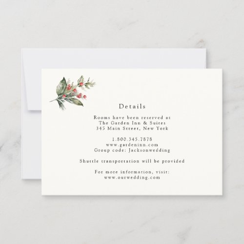 Elegant Winter Floral and Greenery Details Card