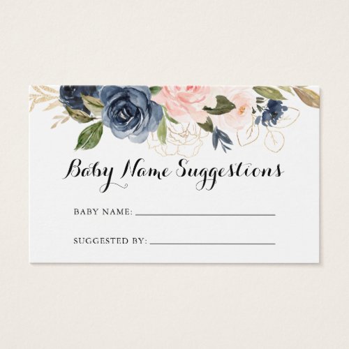 Elegant Winter Floral Baby Name Suggestions Card