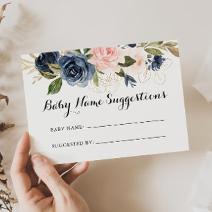 Elegant Winter Floral Baby Name Suggestions Card