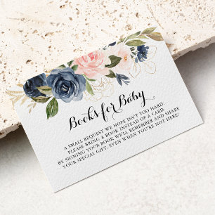 Elegant Winter Floral Baby Shower Book Request Enclosure Card