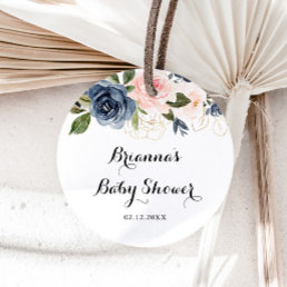 Elegant Winter Floral Baby Shower Favor Classic Round Sticker