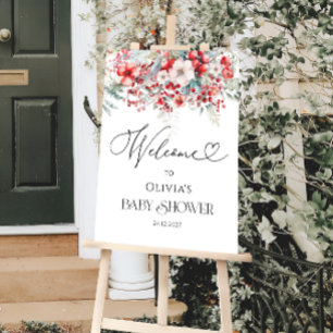 Elegant Winter Floral Baby Shower Welcome Foam Board