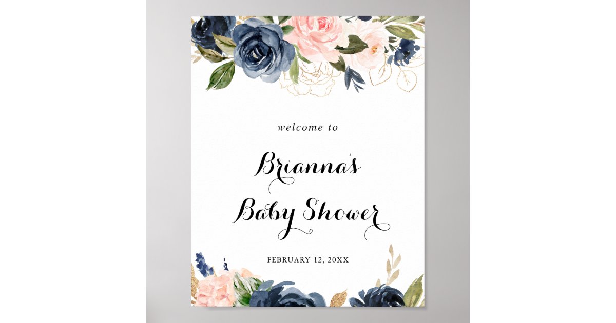 Elegant Winter Floral Baby Shower Poster Zazzle