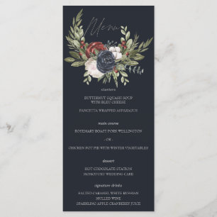 Elegant Winter Floral Boho Botanical Wedding Menu