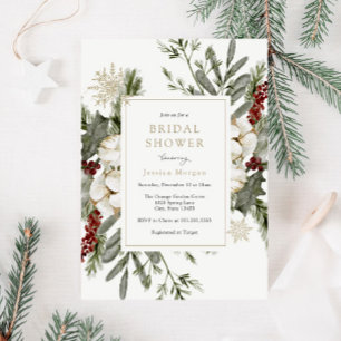 Elegant Winter Floral Bridal Shower Invitation